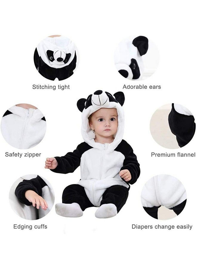 Fancydresswale FancyDressWale Cotton Blend Baby Animal Costume Autumn Winter Flannel Hooded Romper Cosplay Jumpsuit 0-24 Months (Panda, 0-6 Months), Multicolor - Image 4