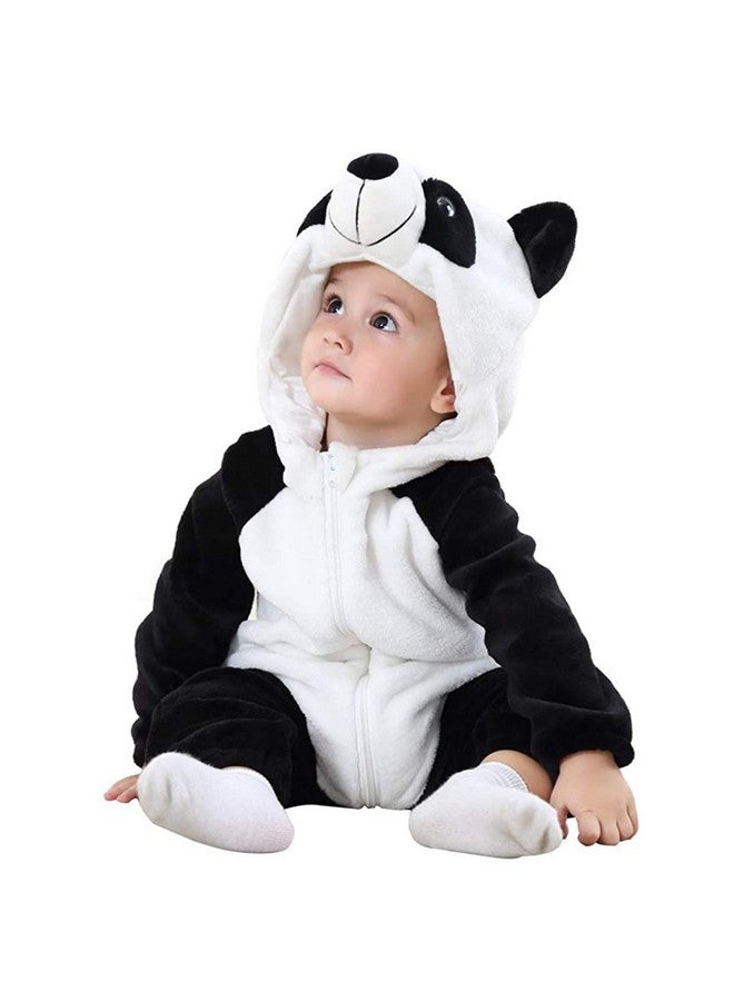 Fancydresswale FancyDressWale Cotton Blend Baby Animal Costume Autumn Winter Flannel Hooded Romper Cosplay Jumpsuit 0-24 Months (Panda, 0-6 Months), Multicolor - Image 1