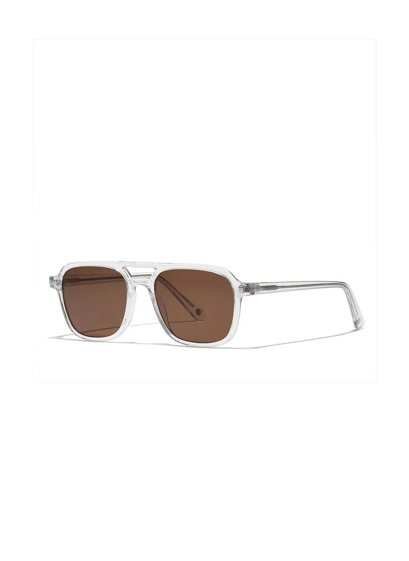 30Sundays Navigator,Men Sunglasses, Aviator Sunglasses, UV Protection: UV400 (Transparent,Brown)