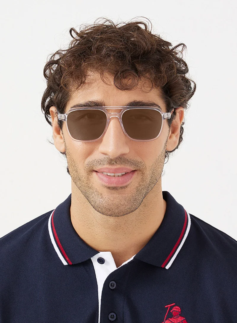 30Sundays Navigator,Men Sunglasses, Aviator Sunglasses, UV Protection: UV400 (Transparent,Brown)