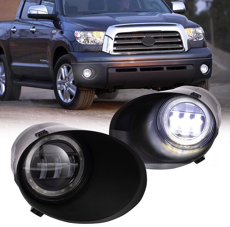 DRFG LED Fog Lights with Daytime Running Lights Compatible for Toyota Tundra 2007 2008 2009 2010 2011 2012 2013 Sequoia 20082011 Fog Light Assembly Fit for Original Bumper Driving Fog Lamp
