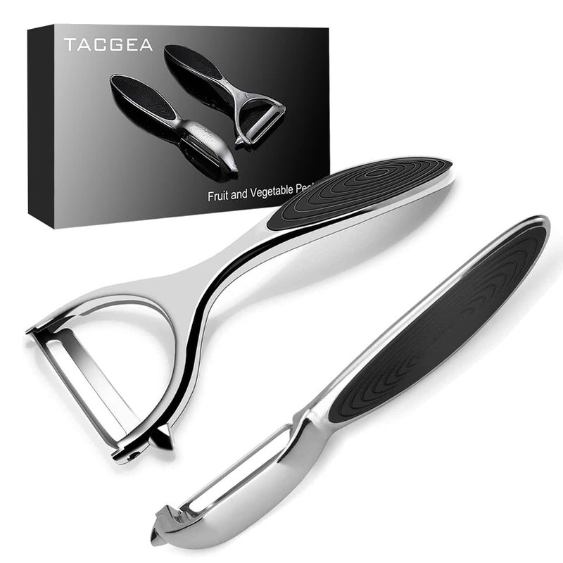 TACGEA Vegetable Peeler for Kitchen Potato Peelers for Fruit Straight Blade Durable NonSlip Handle Set of 2