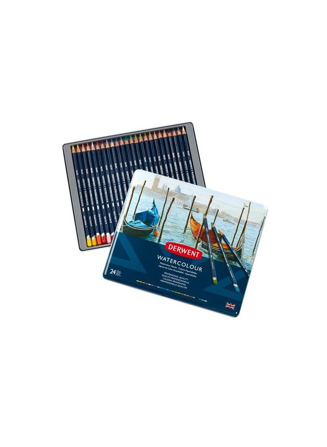 Derwent Colored Pencils, WaterColour, Water Color Pencils, Drawing, Art, Metal Tin, 24 Count (32883) - Image 1