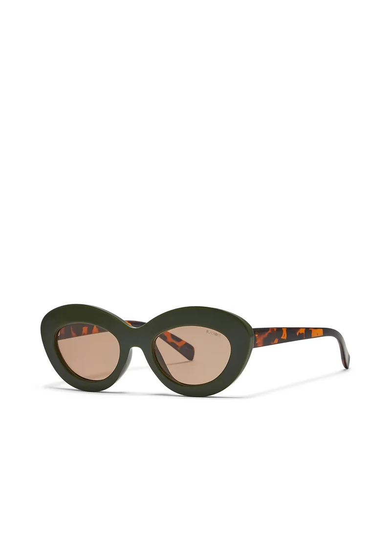 Blackout BlackOut ROSIE Women's Oval Sunglasses with UV400 Protection - Green and Brown