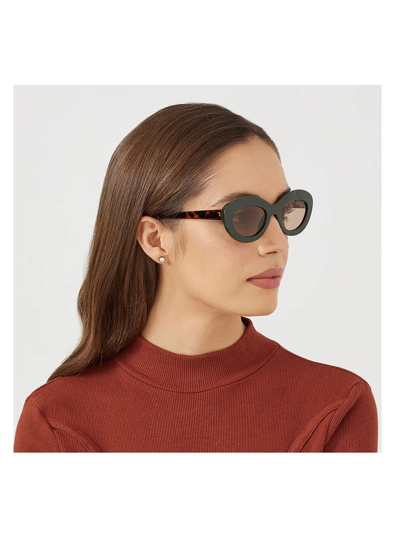 Blackout BlackOut ROSIE Women's Oval Sunglasses with UV400 Protection - Green and Brown