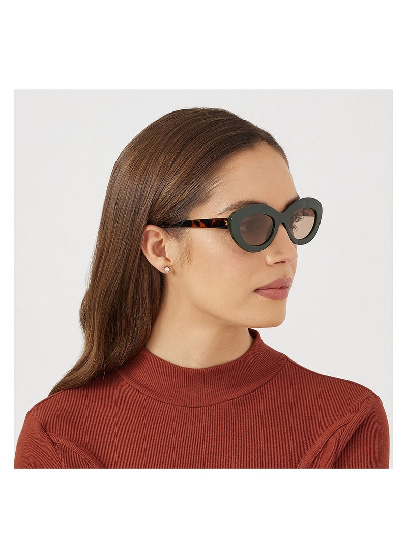 Blackout BlackOut ROSIE Women's Oval Sunglasses with UV400 Protection - Green and Brown  - Image 4