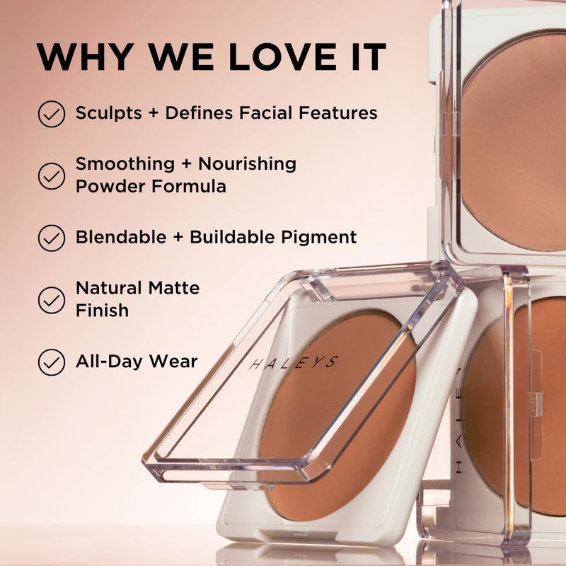 HALEYS Re-sculpt Smoothing Contour Powder (Dark) Lightweight, Non-Caking, Nourishing & Skin-Softening, Infused with Shea Butter & Chamomile Flower Water to Soothe Skin - Image 3