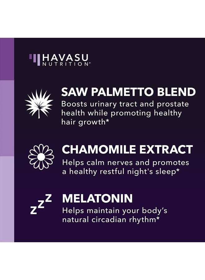 Saw Palmetto with Melatonin for Sleep And Prostate Supplement Reduce Urinary Frequency for Men and Support Bladder, Over 3 Month Supply