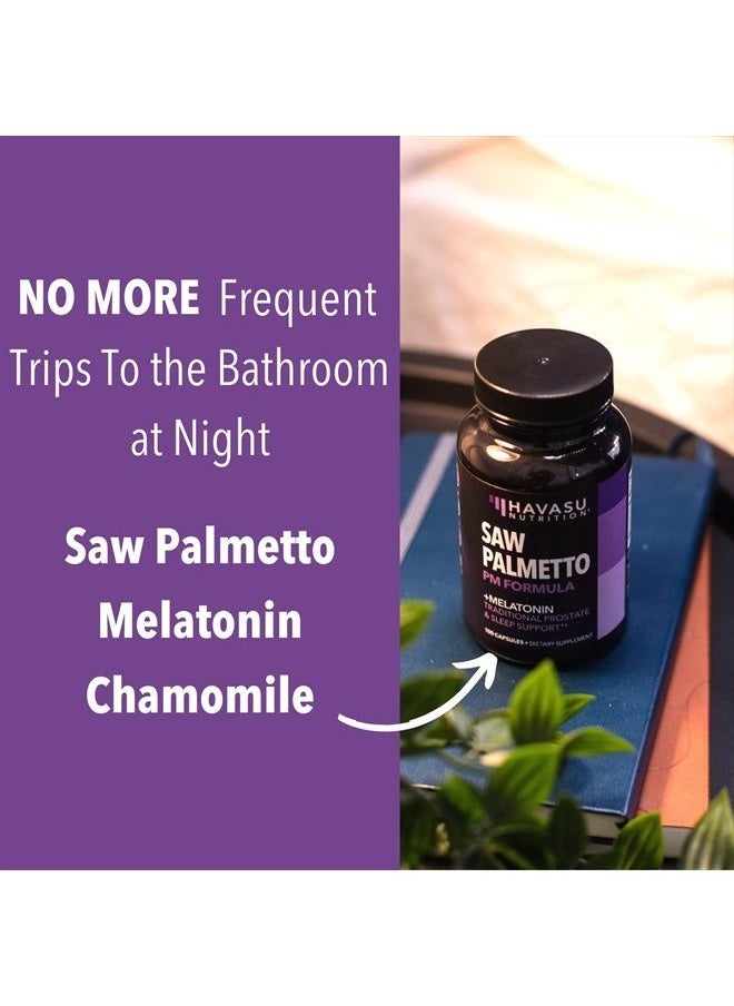 Saw Palmetto with Melatonin for Sleep And Prostate Supplement Reduce Urinary Frequency for Men and Support Bladder, Over 3 Month Supply