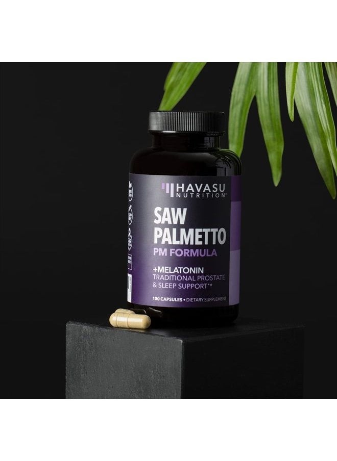 Saw Palmetto with Melatonin for Sleep And Prostate Supplement Reduce Urinary Frequency for Men and Support Bladder, Over 3 Month Supply