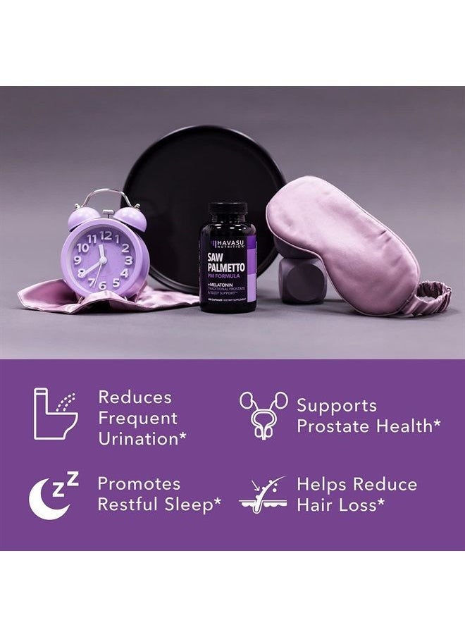 Saw Palmetto with Melatonin for Sleep And Prostate Supplement Reduce Urinary Frequency for Men and Support Bladder, Over 3 Month Supply