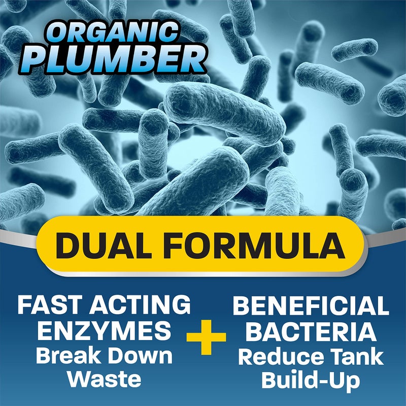 Organic Plumber منظف خزان الصرف الصحي العضوي للسباك، علاج، بكتيريا × إنزيم طبيعي، أقراص حيوية قابلة للتدفق، يزيل نفايات الصرف الصحي وينظف نظام الحقول، 1 سنة من الأقراص - Image 5