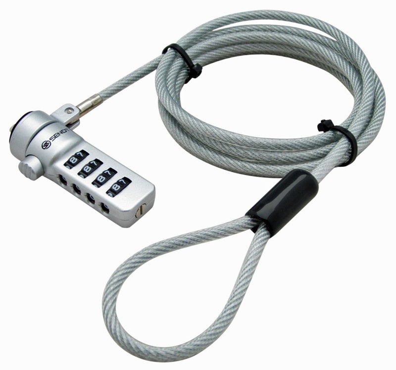 Sendt Notebook/Laptop Combination Lock Security Cable (Silver) - Image 5