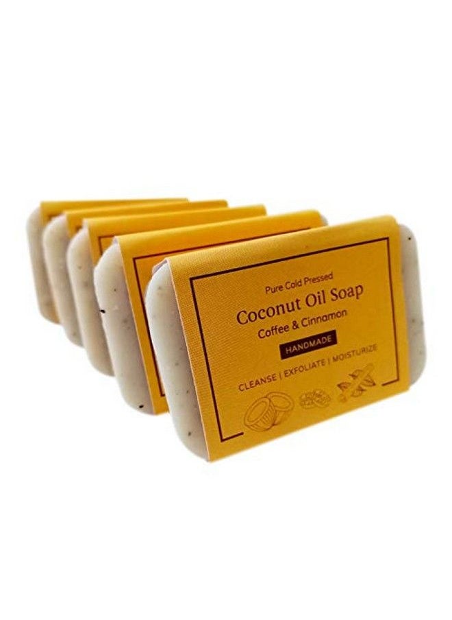 Kaprica Natural - Handcrafted Exfoliating Coffee & Cinnamon Cold Pressed Coconut Oil Soap (60 X 5 = 300 G) Pack Of 5 - Image 1