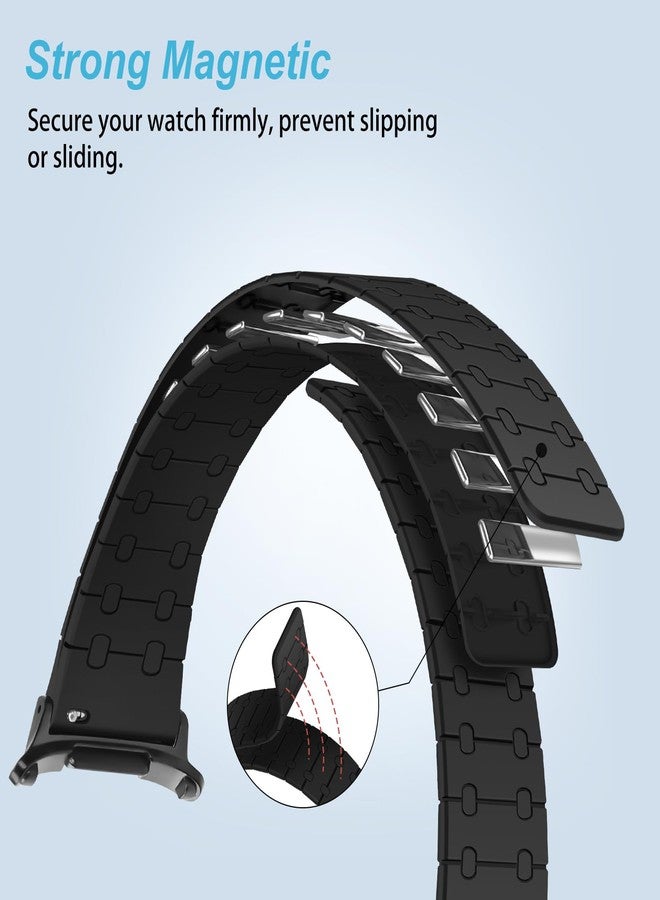 Amizee Sport Straps Compatible with Samsung Galaxy Watch Ultra/Ultra 2(2025) Strap 47mm Women Men, Magnetic Soft Silicone Replacement Strap for Galaxy Watch 47mm, Black - Image 4