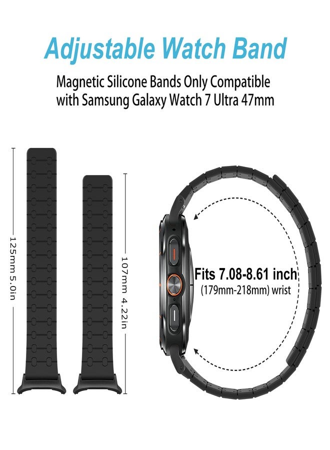 Amizee Sport Straps Compatible with Samsung Galaxy Watch Ultra/Ultra 2(2025) Strap 47mm Women Men, Magnetic Soft Silicone Replacement Strap for Galaxy Watch 47mm, Black - Image 5