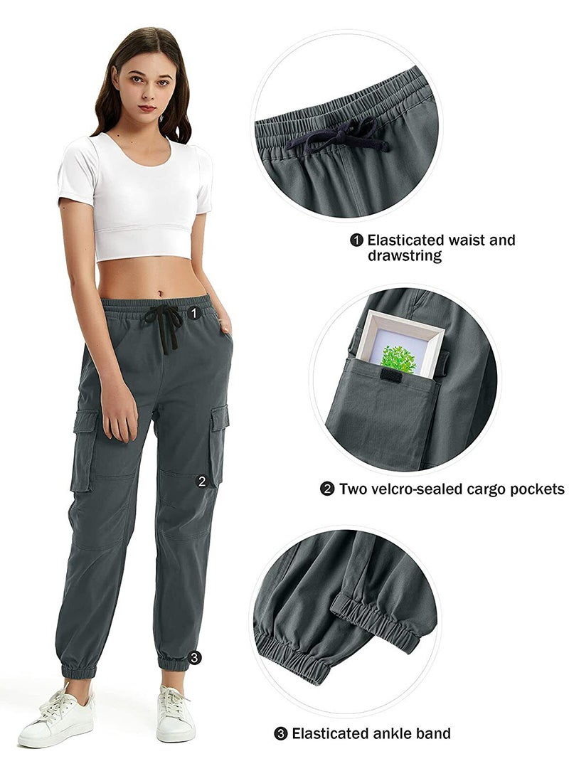Sharpdo Cargo Pants for Women Utility Pants Casual Hiking Trousers Chino Twill Pants - Image 3