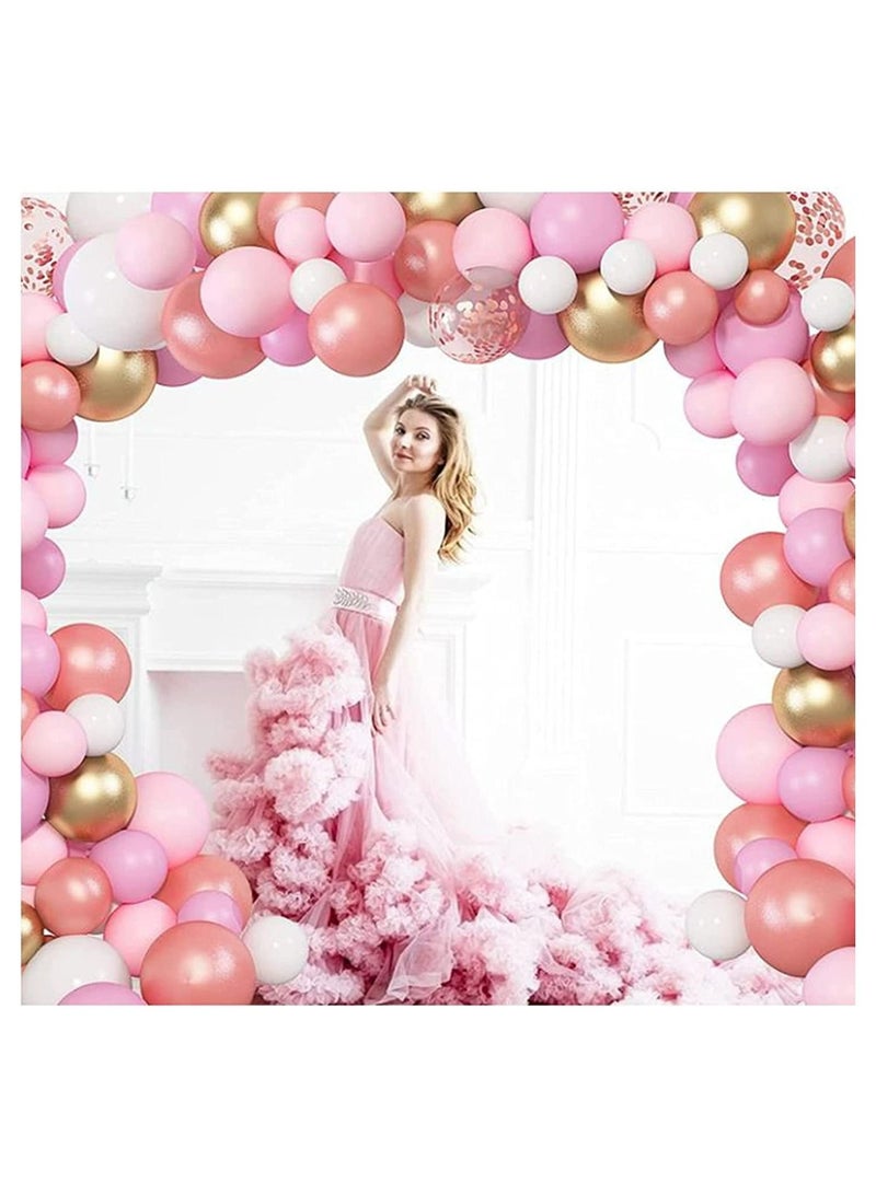 JOLLITY LLC بالونات وردي ذهبي وردي مجموعة قوس جارلاند وردي فاتح وردي ذهبي أبيض بالونات قصاصات ورقية و4 أدوات للنساء والفتيات وأعياد ميلاد الطفل وحفلات الزفاف وحفلات العزوبية (134 قطعة) - Image 4