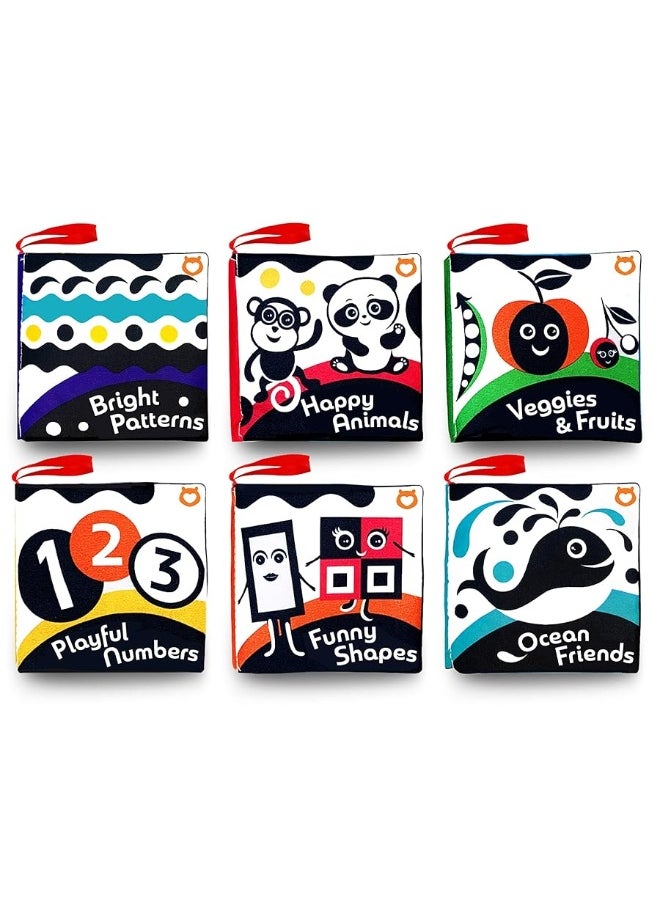 BabyBibi Cloth Books (Set of 6). High Contrast Soft Books. Black and White Images Encourage Infant Development â€“ Suitable for Babies and Toddlers from 3 Months  - Image 1