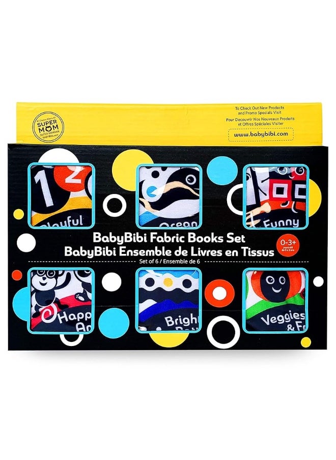 BabyBibi Cloth Books (Set of 6). High Contrast Soft Books. Black and White Images Encourage Infant Development â€“ Suitable for Babies and Toddlers from 3 Months  - Image 2