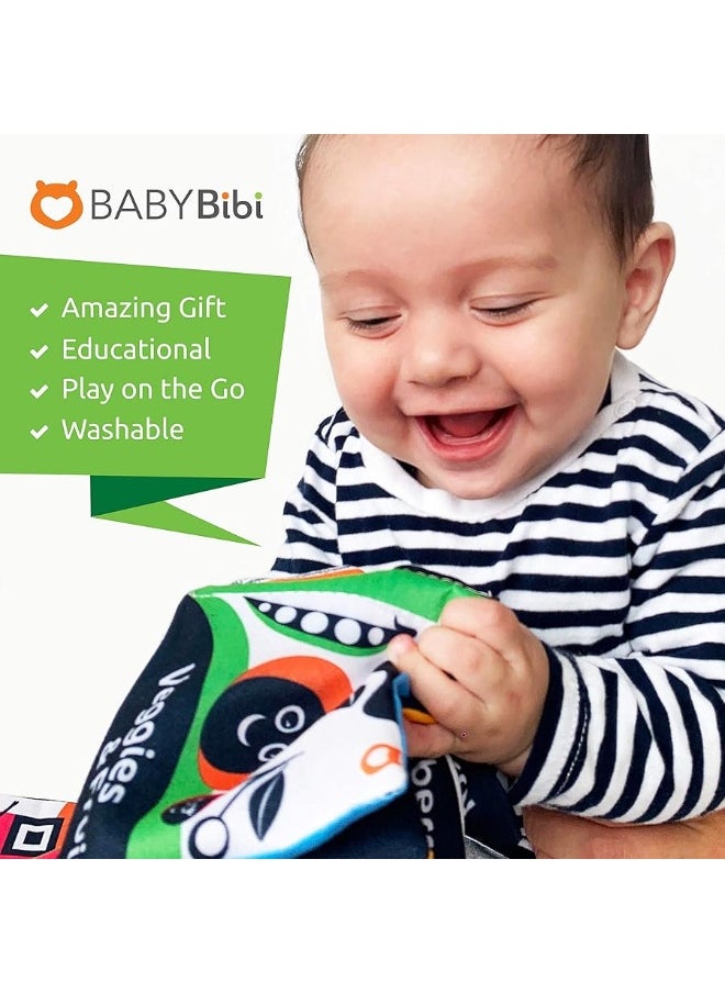 BabyBibi Cloth Books (Set of 6). High Contrast Soft Books. Black and White Images Encourage Infant Development â€“ Suitable for Babies and Toddlers from 3 Months  - Image 3