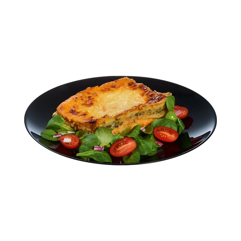 25cm Black Glass Large Flat Dinner Plate (2 Pieces) Serving Food Salad Dessert Gatewa Microwave Dishwasher Safe (Large Flat Plate) - Image 4