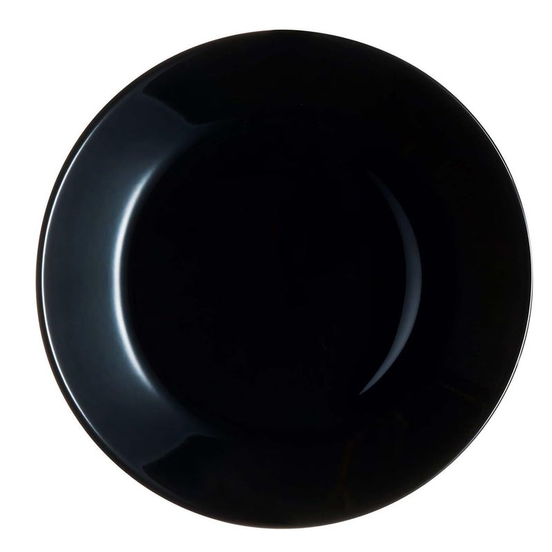 25cm Black Glass Large Flat Dinner Plate (2 Pieces) Serving Food Salad Dessert Gatewa Microwave Dishwasher Safe (Large Flat Plate) - Image 1