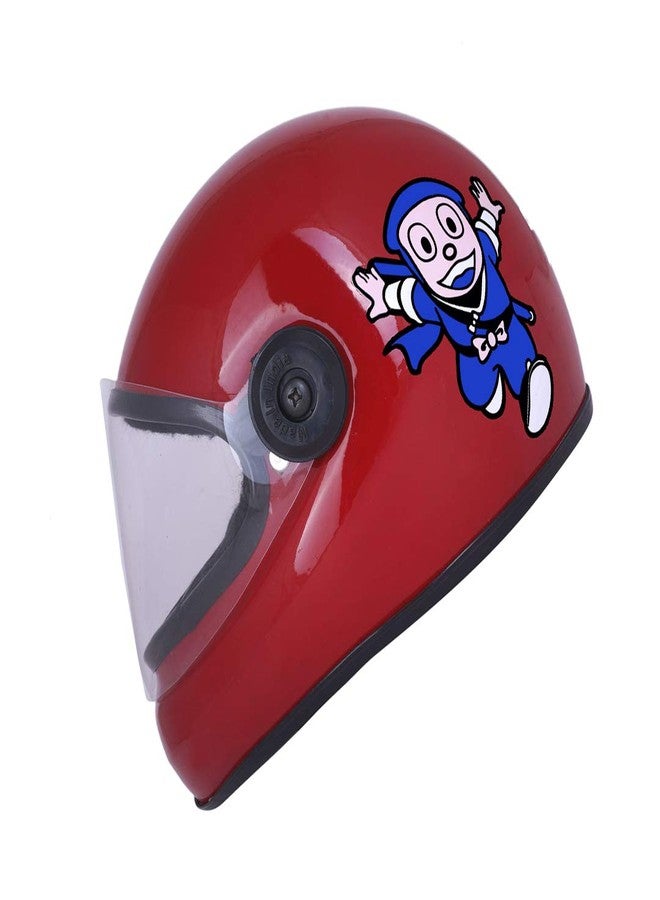 Western Era Stylish Ninja New Hatorri Character Sticker Full Face Helmet for Kids || Baby Safety and Comfort || (3-12 Years) (Free, Red Glossy) (Non-Motorized) - Image 1