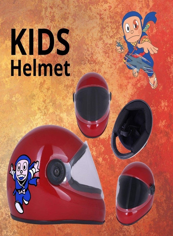 Western Era Stylish Ninja New Hatorri Character Sticker Full Face Helmet for Kids || Baby Safety and Comfort || (3-12 Years) (Free, Red Glossy) (Non-Motorized) - Image 4