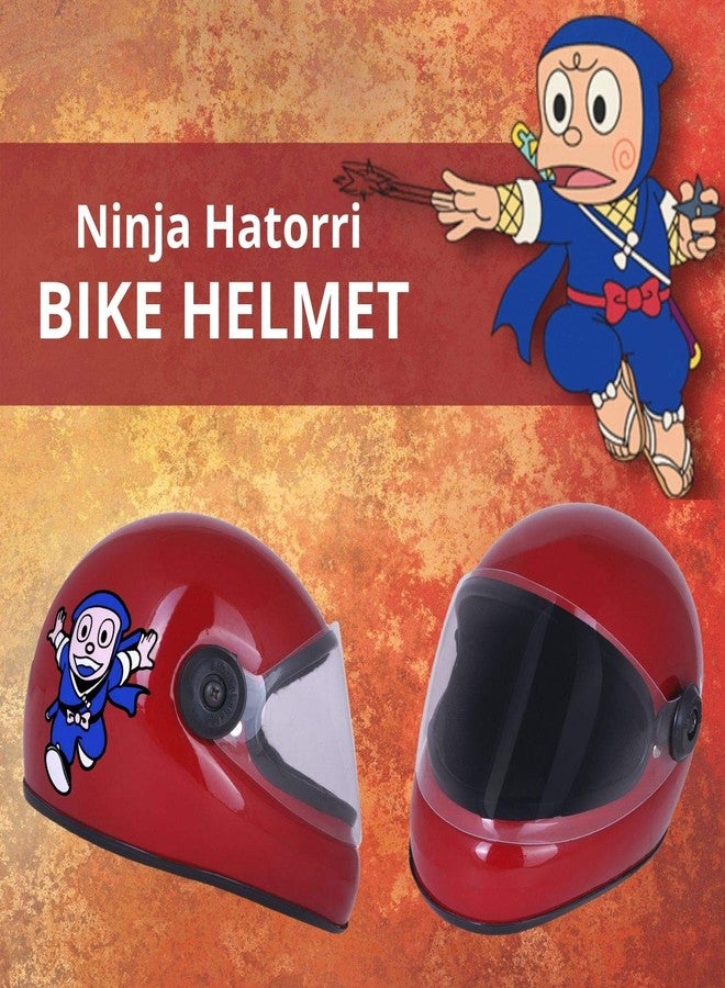 Western Era Stylish Ninja New Hatorri Character Sticker Full Face Helmet for Kids || Baby Safety and Comfort || (3-12 Years) (Free, Red Glossy) (Non-Motorized) - Image 2