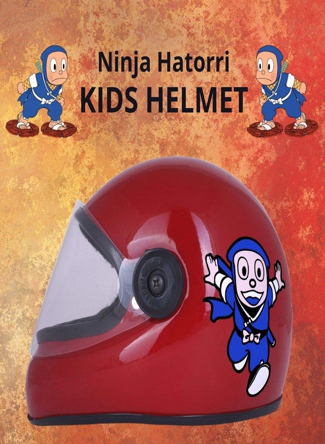 Western Era Stylish Ninja New Hatorri Character Sticker Full Face Helmet for Kids || Baby Safety and Comfort || (3-12 Years) (Free, Red Glossy) (Non-Motorized) - Image 3