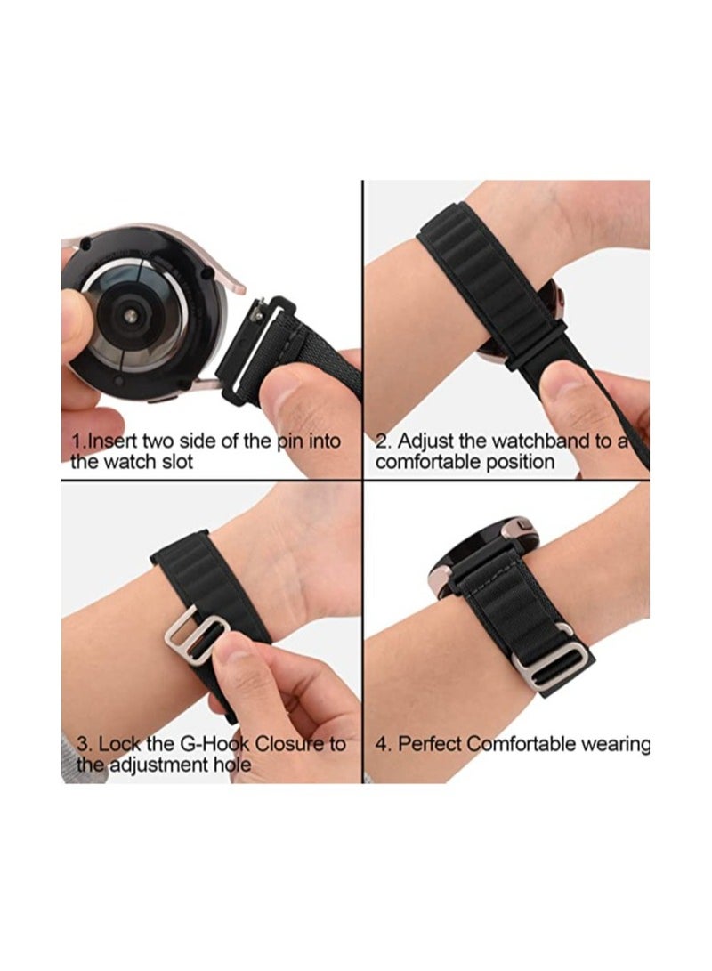 Alpine Loop 22mm Compatible With Huawei Watch3 46mm /Watch3 Pro 48mm 2022, Durable Sport Nylon Strap With Titanium G Hook  BLACK - Image 3