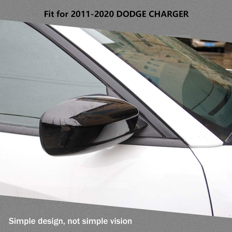 Crosselec Bright Black Side Door Mirror Cover Molding Trim for Dodge Charger 2011-2021 for Chrysler 300 300C 2011-2022 (Bright Black) Global upgraded practical design - Image 4