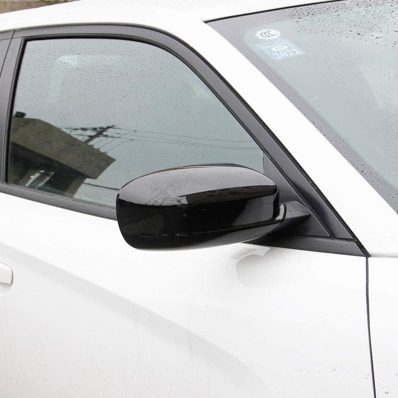 Crosselec Bright Black Side Door Mirror Cover Molding Trim for Dodge Charger 2011-2021 for Chrysler 300 300C 2011-2022 (Bright Black) Global upgraded practical design - Image 2