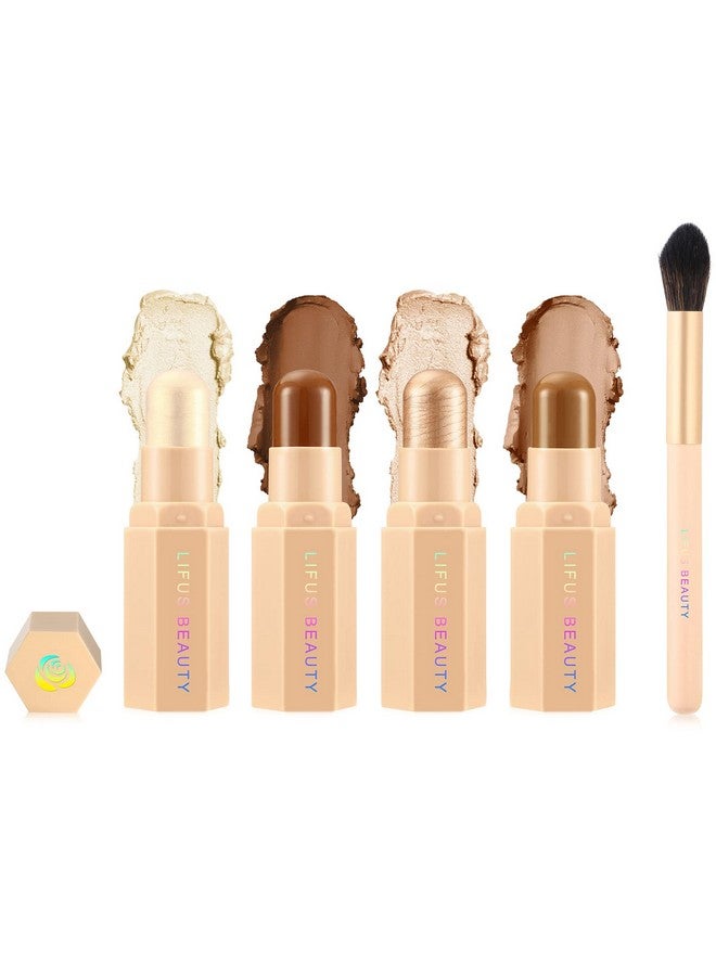 LIFUS Face Cream Contour Stick Bronzer Stick Highlighter Stick Illuminator Makeup Glow Kit,Long Lasting Highly Piamented Skin Brighten Shadow Contour Bronzer Highlighter Powder Pen Pencilf2  - Image 1