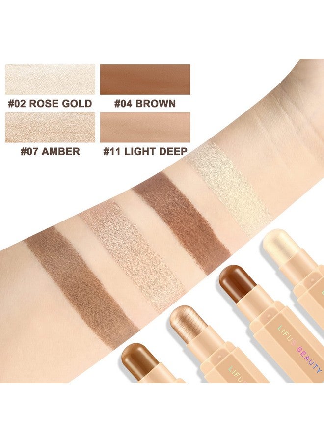 LIFUS Face Cream Contour Stick Bronzer Stick Highlighter Stick Illuminator Makeup Glow Kit,Long Lasting Highly Piamented Skin Brighten Shadow Contour Bronzer Highlighter Powder Pen Pencilf2  - Image 3