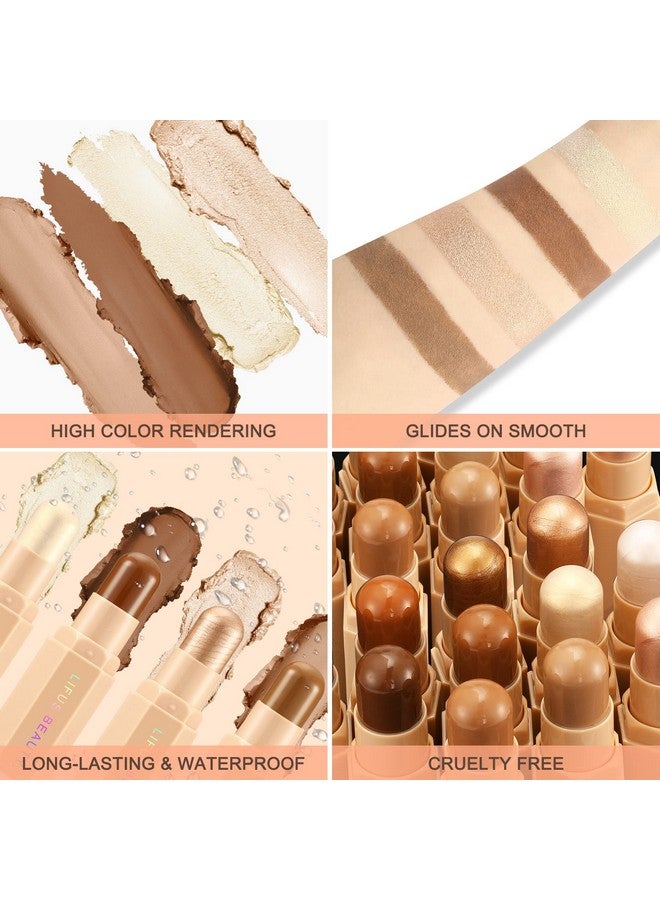 LIFUS Face Cream Contour Stick Bronzer Stick Highlighter Stick Illuminator Makeup Glow Kit,Long Lasting Highly Piamented Skin Brighten Shadow Contour Bronzer Highlighter Powder Pen Pencilf2  - Image 4