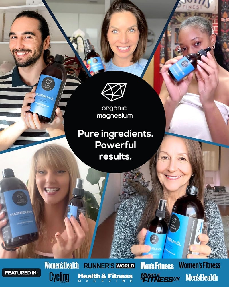Organic Magnesium بخاخ المغنيسيوم للساقين المتعبة وتشنجات العضلات والمفاصل والنوم زيت المغنيسيوم الموضعي للقدمين والجسم مصدر زكشتاين 100% طبيعي نقي للغاية 200 مل زجاجة - Image 2