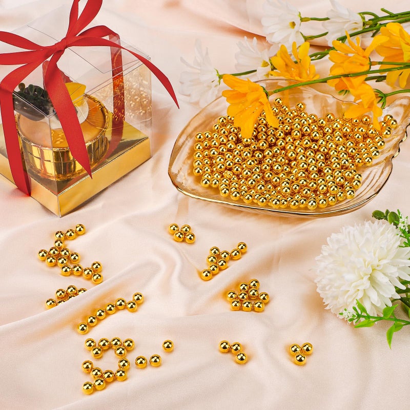 Suream 1300PCS Pearl Beads for Centerpieces, 8mm/0.31in No Hole Artificial Beads for Vase Filler, Jewelry Making, Table Scatter, Wedding Decoration, Makeup Holder, DIY Craft Projects, Gold Plated - Image 4