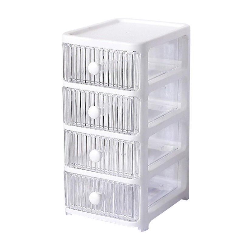 NOENNULL Desktop Storage Box Makeup Storage Box with Drawers Plastic Office Stationery Supplies Organizers Multi Layers Transparent Desk Organizer for Home Bedroom Office 4 Tier - Image 2