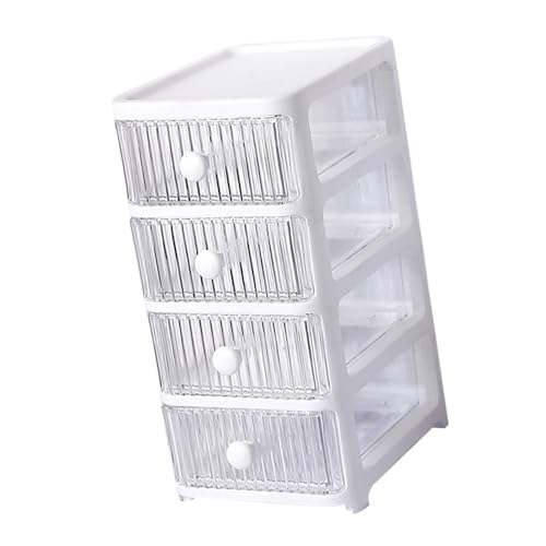 NOENNULL Desktop Storage Box Makeup Storage Box with Drawers Plastic Office Stationery Supplies Organizers Multi Layers Transparent Desk Organizer for Home Bedroom Office 4 Tier - Image 3