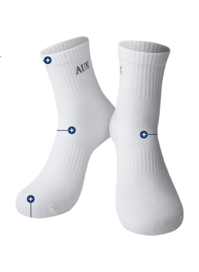 Aun Men'S Silver Ion Anti-Odor Sports Socks Mid-Calf Breathable Antibacterial Casual Socks Men One Size - Image 2