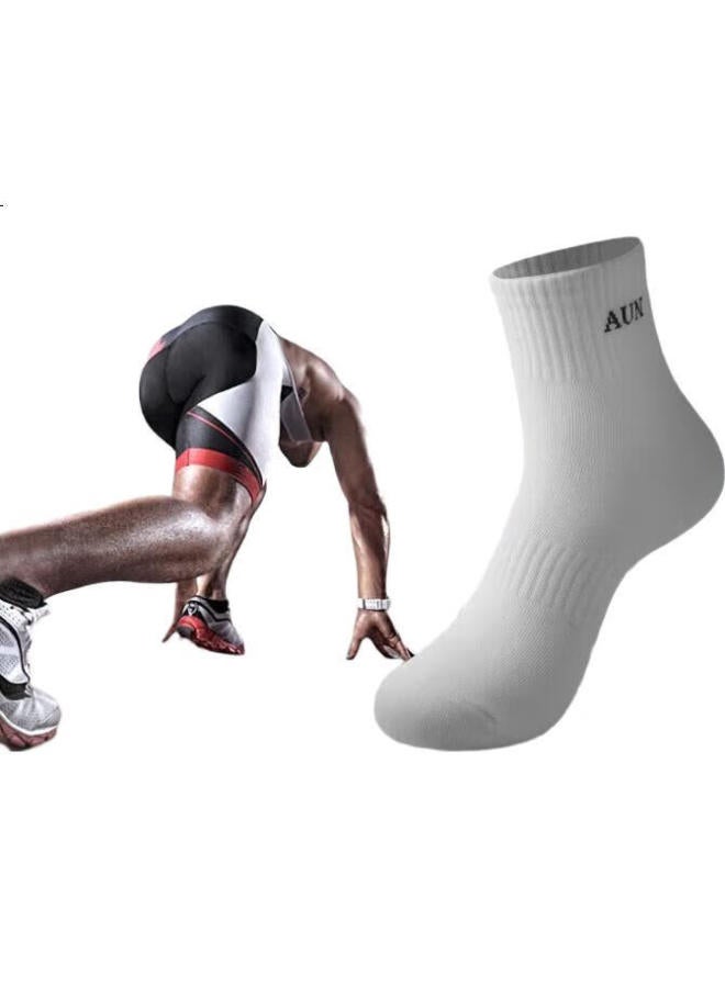 Aun Men'S Silver Ion Anti-Odor Sports Socks Mid-Calf Breathable Antibacterial Casual Socks Men One Size - Image 3