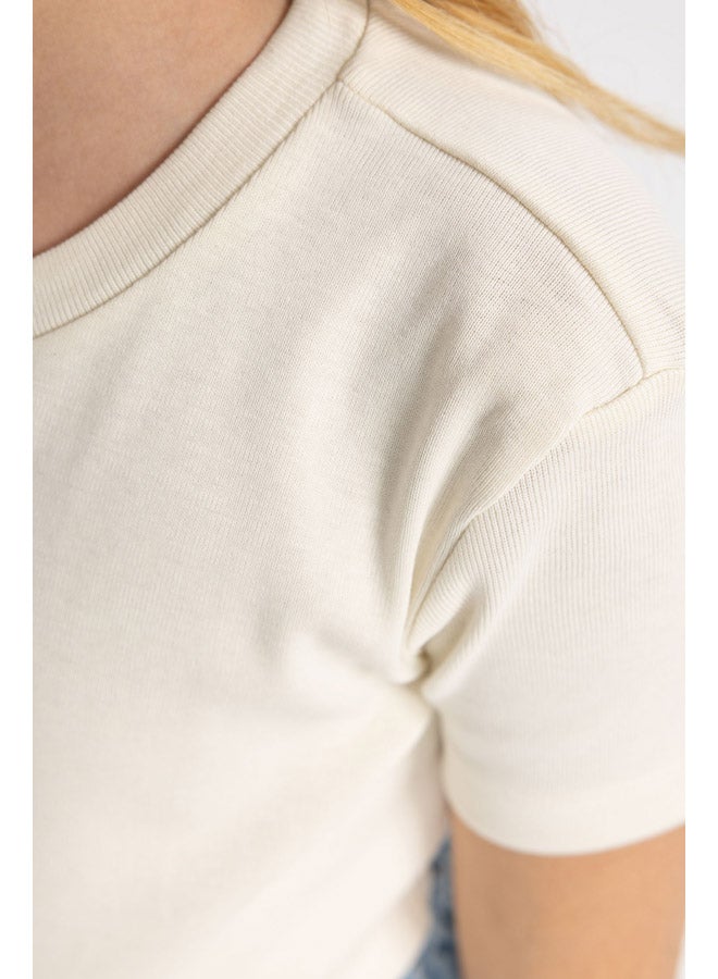 DeFacto Girl Slim Fit Knitted Short Sleeve Body  - Image 5