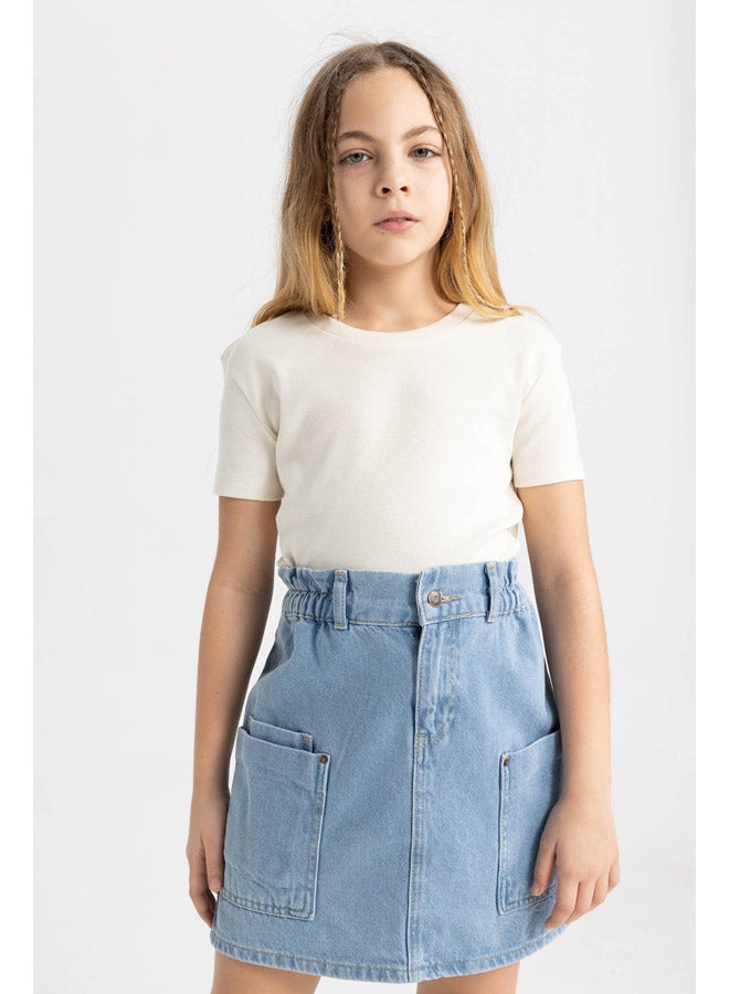 DeFacto Girl Slim Fit Knitted Short Sleeve Body  - Image 4
