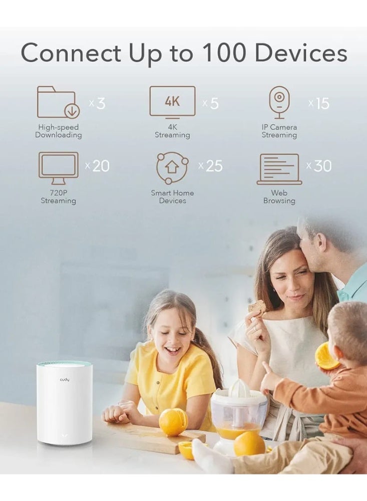 Cudy AC1200 Whole Home Wi-Fi Mesh System M1300 – Dual-Band Gigabit Mesh Router, Up to 300 m² Coverage - Image 3