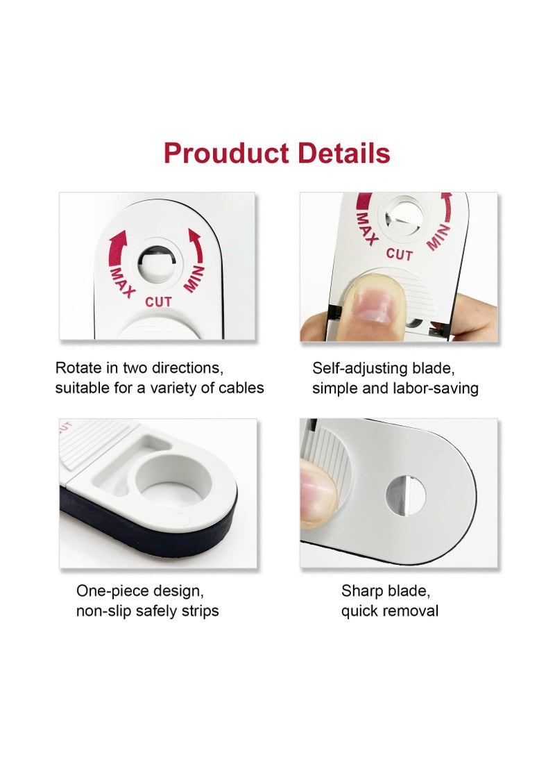 SYOSI Universal Network Wire Stripping Tool for Cat5e, Cat 6, Cat 6a, Cat7, Cat 8 - Professional Coaxial Cable Stripper and Cutter for UTP, STP, SFTP - Adjustable Blade, Compact Design (White) - Image 4