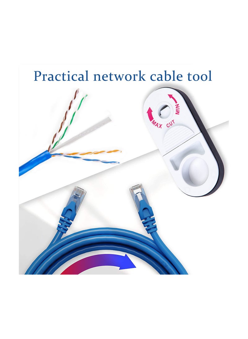 SYOSI Universal Network Wire Stripping Tool for Cat5e, Cat 6, Cat 6a, Cat7, Cat 8 - Professional Coaxial Cable Stripper and Cutter for UTP, STP, SFTP - Adjustable Blade, Compact Design (White) - Image 5