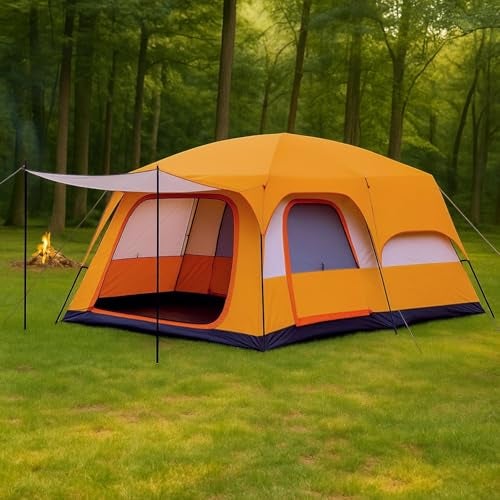 Nasmodo 3-5 Person Camping Tent for Adults Waterproof Outdoor Dome Camping Tent for Travel,Picnic,Hiking, Trekking Portable Big Dome tent House Inflatable Tent for Camping(S-310*210*180cm, Orange) - Image 1