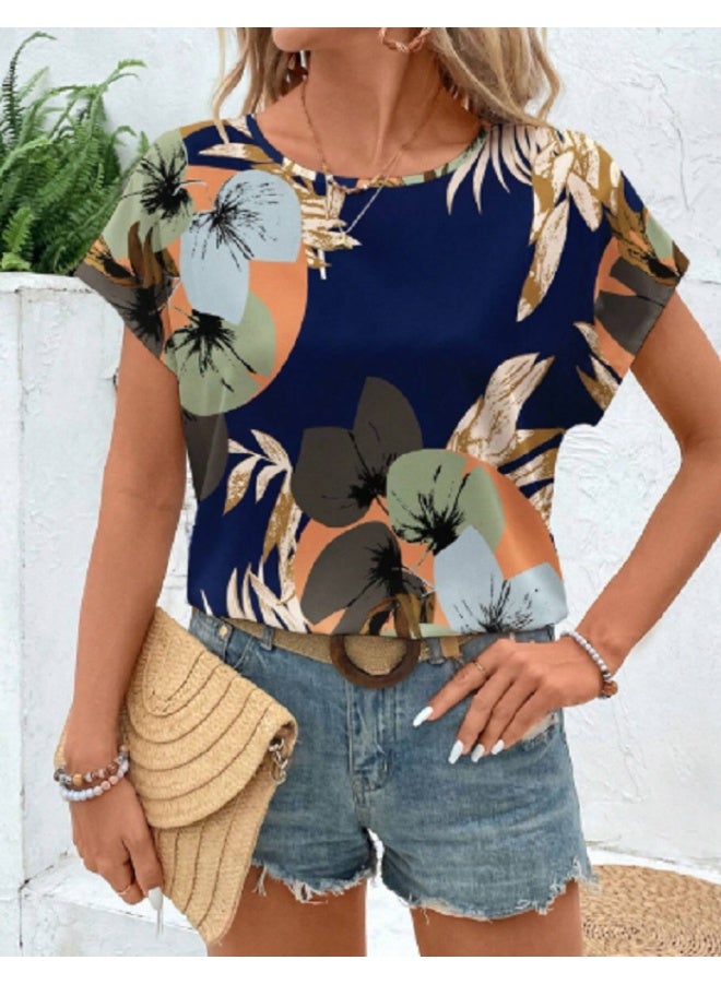EMERY ROSE EMERY ROSE Retro Floral Print Round Neck Women Casual Shirt For Summer  - Image 5